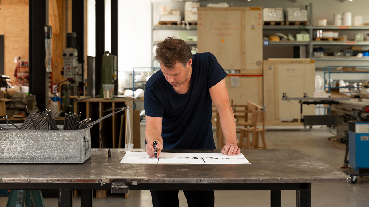 Portrait designer Joost van Bleiswijk in studio